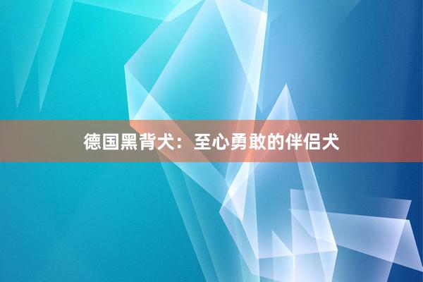 德国黑背犬：至心勇敢的伴侣犬